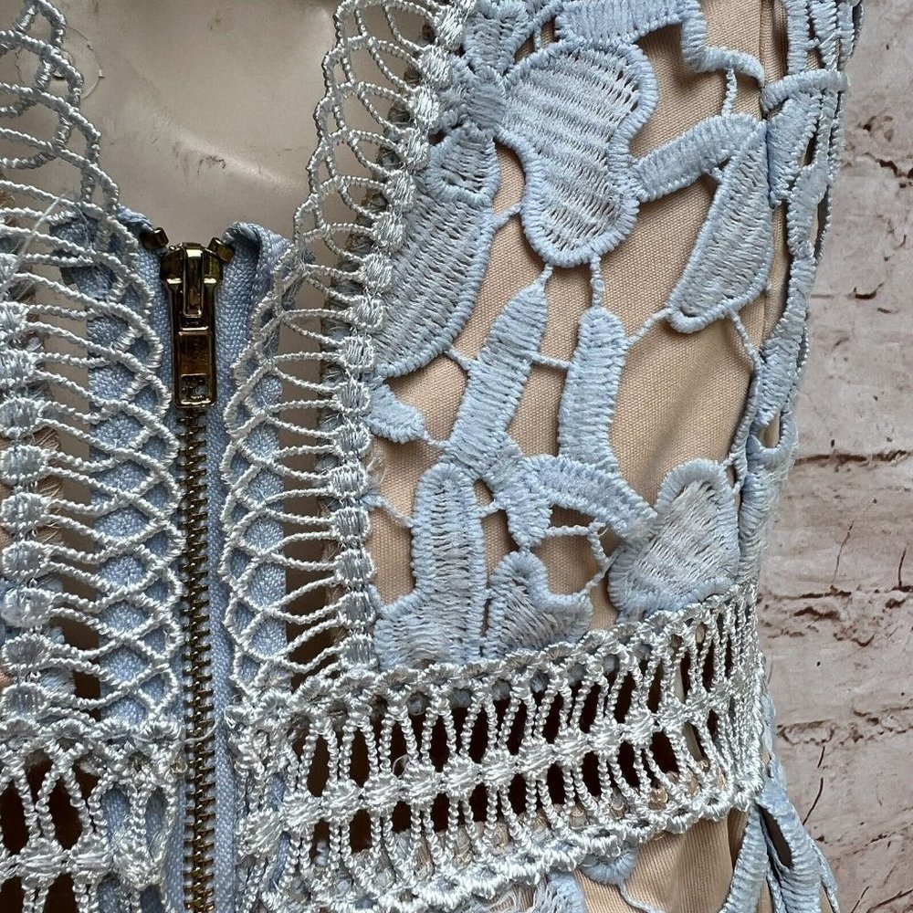 Romeo & Juliet Couture Pale Blue Crochet Midi Dress - Picture 3 of 6